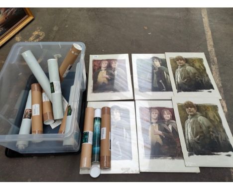 Box of Lord of the Rings Lithographs and certificates and large selection of lord of the rings lithograph posters in fitted t