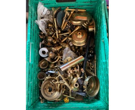 A Crate containing a large quantity of antique fixtures and fittings. Includes Brass ceiling roses &amp; light fitting parts.