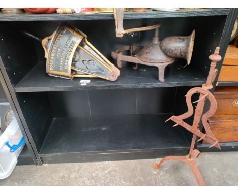 Victorian Marmalade cutter by Follows &amp; Bate Ld Manchester,  Antique coffee grinder stamped Kenrick No 4 and an Antique i
