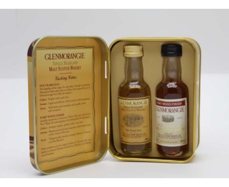 Glenmorangie 10 Year Old and Port Wood Finish Single Highland Malt Scotch Whisky (in presentation tin) 2 x 5cl bottles 