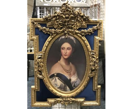 GILT EFFECT FRAMED PORTRAIT PRINT OF YOUNG WOMAN - 120 CMS X 83 CMS