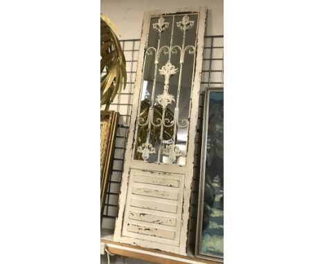 WHITE PANEL GARDEN MIRROR - 150 CMS X 42 CMS