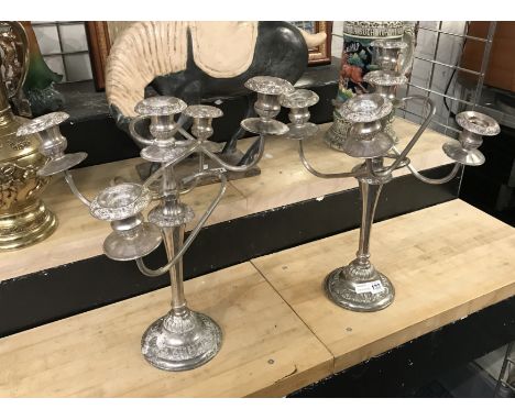 PAIR SILVER PLATED LARGE CANDELABRA - 42 CMS (H)