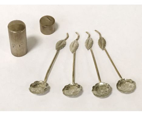 VINTAGE HM SILVER LIPSTICK CASE &amp; SEVERAL 800 SILVER COFFEE SPOONS