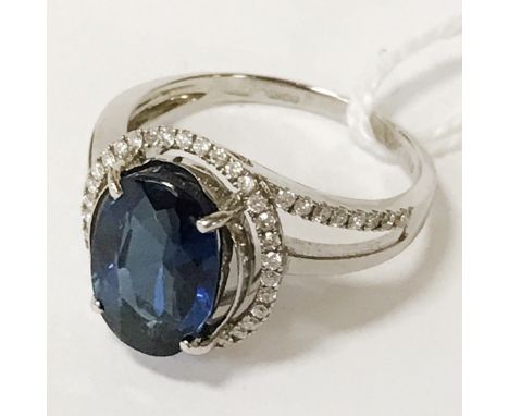 18CT GOLD DIAMOND &amp; GEMSTONE RING SIZE M/N
