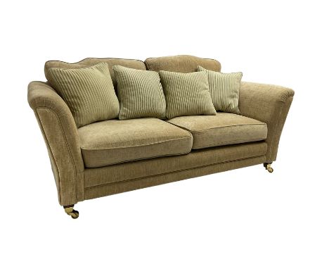 Two seater sofa, upholstered in cream fabric Dimensions: Height:&nbsp;77cm&nbsp; Length/Width:&nbsp;208cm&nbsp; Depth/Diamete