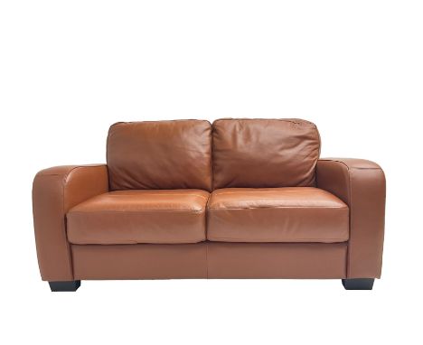 Two seat sofa, upholstered in brown leatherDimensions: Height:&nbsp;73cm&nbsp; Length/Width:&nbsp;162cm&nbsp; Depth/Diameter: