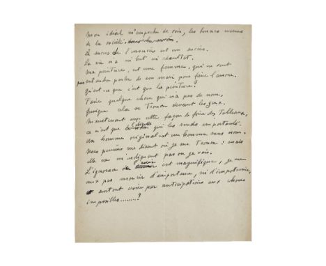 FRANCIS PICABIA (1879-1953)9 APHORISMES. MANUSCRIT AUTOGRAPHE. 1 page in-4 à l'encre.  '-Mon idéal m'empêche de voir les bonn