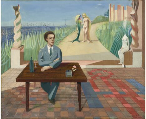 MAX ERNST (1891-1976) & MARIE-BERTHE AURENCHE (1906-1960)Portrait d'André Breton signé 'Marie Berthe Max Ernst' (en bas à dro