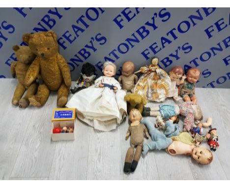 COLLECTION OF VINTAGE AND OLDER DOLLS AND TEDDY'S INCLUDES PEDIGREE AND IDEAL ETC