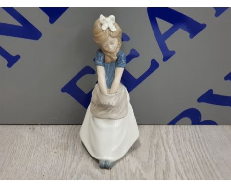 NAO BY LLADRO FIGURE OF A DAYDREAMING GIRL WITH HANDS IN APRON POCKET