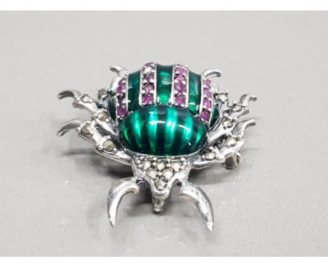 SILVER AND ENAMEL BUG BROOCH/PENDANT 9.2G GROSS