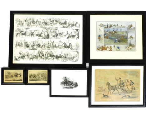 A group of 19thC and later equestrian and hunting related prints, to include after Leech, Epsom Races - The Return From The D