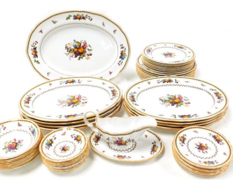A Spode porcelain Rockingham pattern dinner service, comprising oval meat platter, eight further smaller oval platters, sauce