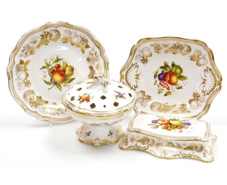 A Spode Golden Valley porcelain serpentine box and cover, together with a pot pourri bowl, inner lid and cover, dinner plate 
