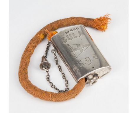 A Royal Yacht Squadron late-Victorian silver rope-lighter vesta case , George Unite, Birmingham 1899, of nautical interest, i