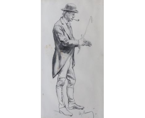 Sir Alfred James Munnings, P.R.A., R.W.S (1878-1959), full length self portraitpencil sketch, together with archive of letter