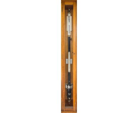 A fortin stick barometer, mid 20th century, within a glazed mahogany case, 43in.(109.3cm.).