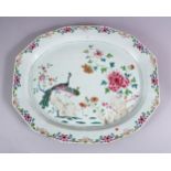 A LARGER 18TH CENTURY CHINESE FAMILLE ROSE PORCELAIN SERVING DISHS, decorated with scenes of