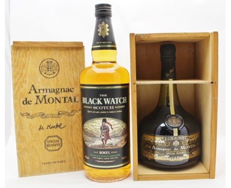 THE BLACK WATCH Finest Scotch Whisky, 40% vol., 1 litre ARMAGNAC DE MONTAL Special Reserve, 1 x 68cl bottle in o.w.c. (2) 