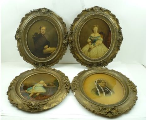 A SET OF FOUR 19TH CENTURY PORTRAIT PHOTOGRAPHS by "Schuhmann and Sohn, Cromophotographie" of Carlsruhe (1857-1920), depictin