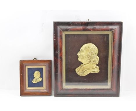 A VICTORIAN "BRUMMAGEN" CAST AND GILDED BRASS PORTRAIT OF WILLIAM SHAKESPEARE in rosewood case frame, glazed, overall 19cm x 