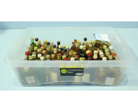 A collection of approximately 114 miniature bottles of Blended Scotch Whisky (in plastic crate)