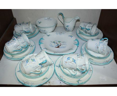 SECTION 3.  A Grosvenor China tea set comprising 12-each cups, saucers and side plates, two sandwich plates, a sugar bowl and