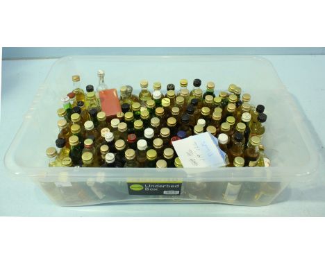 A collection of approximately 126 miniature bottles of Blended Scotch Whisky (in plastic crate)