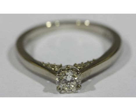 A 'The Foreever Diamonds' solitaire diamond ring, set in 18ct white gold, claw set rbc diamond with certificate, 0.41 carat, 