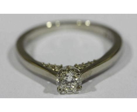 A 'The Foreever Diamonds' solitaire diamond ring, set in 18ct white gold, claw set rbc diamond with certificate, 0.41 carat, 