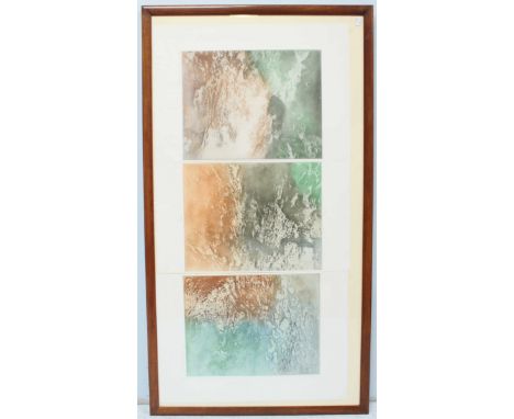 Donald Wilkinson (b1937-), Triptych titled 'Below Derwent Folds,' three individual aquatints framed together, signed and titl