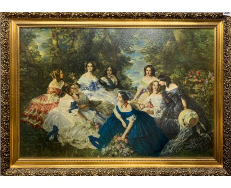 A large gilt framed oil finished print, frame size 106 x 76cm.