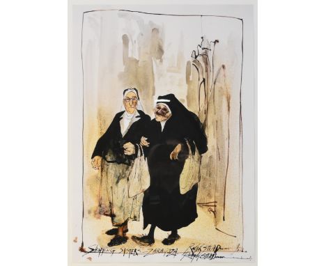 Ralph Steadman (b.1936) Shopping Sisters, Zaragoza, signed lower left, lithograph 59.5 x 42 cm (SH), frame 79.5 x 60 cm Prove