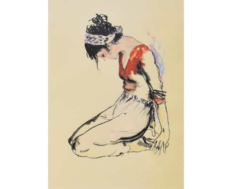 Donald Hamilton Fraser (Scottish 1929-2009) Ballet Dancer at Rest, signed bottom right, numbered 128/250 bottom left, screenp