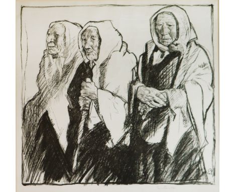 Frank Brangwyn (British 1867-1956) Three Peasant Women, lithograph, signed pencil bottom right, measurements 44 x 47 cm (PL),