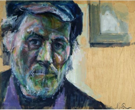 British School (20th Century) Artist Self Portrait, signed Fisher lower right, oil on board, measurements 34 x 41 cm, frame 3