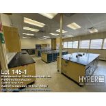 Lot of (4) labs, 338 linear ft. of lab cabinets and 3 hoods