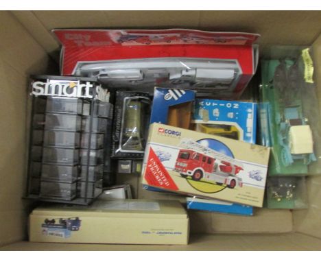 Nine boxed vehicles Corgi Vintage Glory of Steam, Fire Service for Corgi, Road Transport for Corgi etc plus a Smart Car minia
