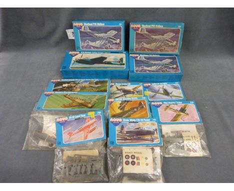 12 Bagged/Boxed vintage Novo model plane kits including F167 x3, DH Hornet F. Mk.3, F155, F157, F193, F153, F168, F174, F162 
