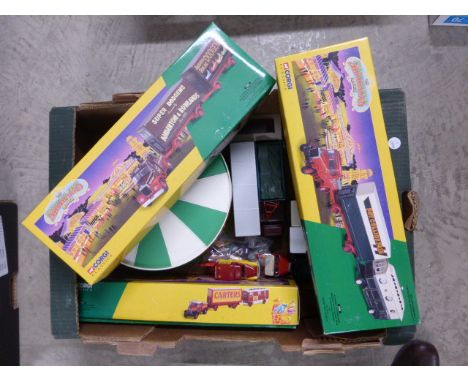 A Collection of Corgi Showmans Range Die Cast Vehicles including Three Boxed (one incorrectly) plus a Corgi Carousel and a Se