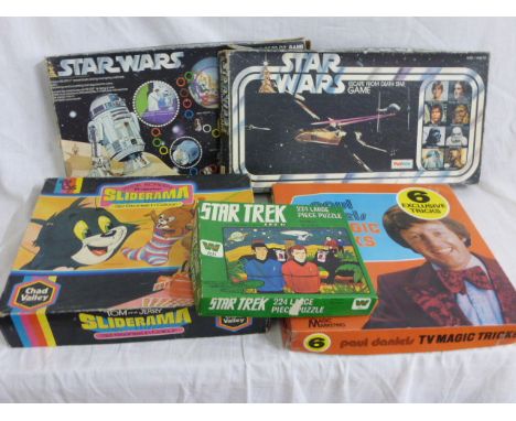 A Quantity of Television related Board Games including Chad Valley Tom and Jerry Sliderama, Palitoy Star Wars Game and Parker