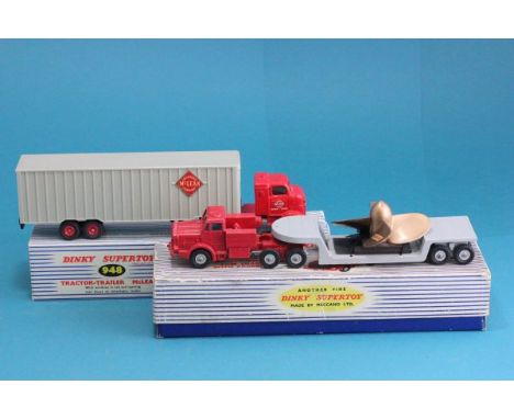 Two boxed Dinky Supertoys including French 948 Tractor Tractor Trailer McLean vg with vg box showing some signs of wear and 9