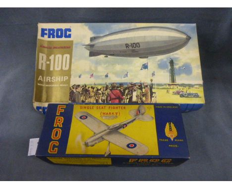 Boxed Frog Single Seat Fighter (Mk V) and Frog 'The Trail Blazers' R-100 Airship' F128 model kits