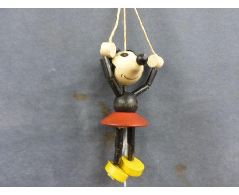 1950's wooden Minnie Mouse puppet