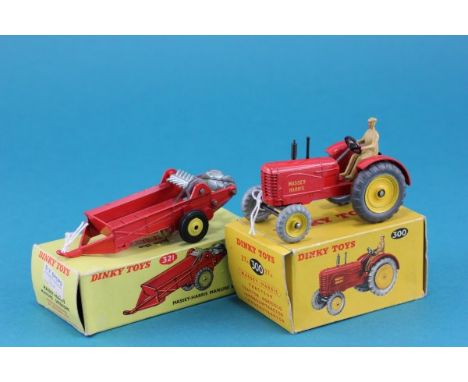 Boxed Dinky 300 Massey Harris Tractor 27A and boxed Dinky 321 Massey Harris Manure Sppreader both good with some minor paint 