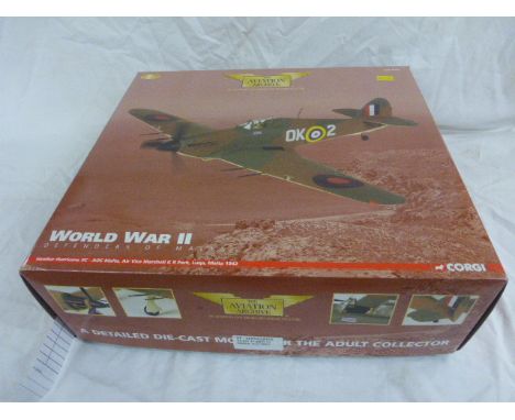 A boxed Corgi Aviation Archive Plane World War II Defenders of Malta Hawker Hurricane IIC and WWII Europe 