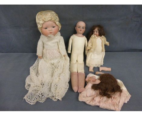 An Armand Marseille Doll (a/f) 670?, another Armand Marseille Doll plus a Bisque Headed German Doll marked 201 15/0 DEP