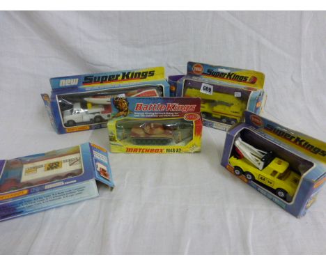 Four boxed Matchbox Superkings vehicles including K-12, K-24, K-27 & K-11 plus boxed Matchbox BBattle Kings K-102 (5)