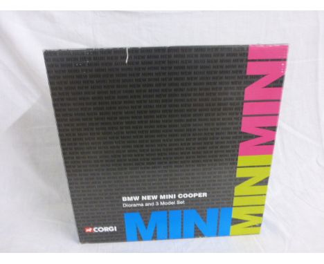A Boxed Corgi BMW New Mini Cooper Diorama and Three Car Set 